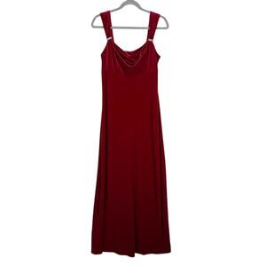 Onyx Nite By Wendye Chaitin Maxi Dress Women's 12 Red Velvet Stretch Wide Straps